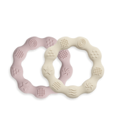 Lot de 2 anneaux de dentition en silicone - rose/beige